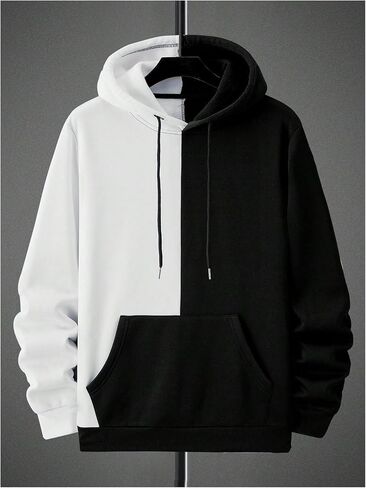 SHENHE Men's Color Block Wing Graphic Drawstring Hoodie Drop Shoulder Pullovers Streetwear in Saudi Arabia