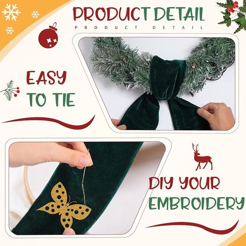 2 Pcs Christmas Velvet Wreath Sash for Front Door Xmas Blank Velvet Wreath Sash for Embroidery Monogram Decoration Wreath Accessories Yard Doorway Indoor Christmas Wall Decor(Wine Red) in Saudi Arabia