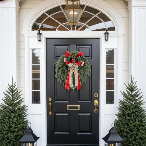 Christmas Wreaths for Front Door: Instagram-Worthy 24 Inch Real-Touch Norfolk Pine Wreath with Large Merry Xmas Bow - Perfect for Holiday Porch Decor - Storage Bag for Tidy Keep & Gifts in Saudi Arabia