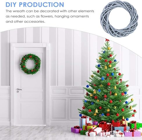 VOSAREA Willow Wreath Form Cypress Wreath DIY Willow Rattan Garland Rattan Natural Home Garland Decor (Gray) Twig s for Crafts in Saudi Arabia