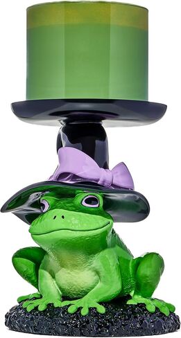 Bath and Body Magical Witch Frog Candle Holder - Spooky Halloween Decor - Friendly Frog w/Purple Bow and Witch Hat - Pedestal Holds 3-Wick Candles for Fall in Saudi Arabia