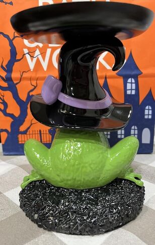 Bath and Body Magical Witch Frog Candle Holder - Spooky Halloween Decor - Friendly Frog w/Purple Bow and Witch Hat - Pedestal Holds 3-Wick Candles for Fall in Saudi Arabia