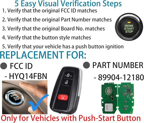 Smart Key for Toyota Corolla 2019-2022, Alliskeys Vehicle Proximity Remote Control Key Fob Replacement for Corolla HYQ14FBN 8990H-02030 231451-2000 in Kuwait
