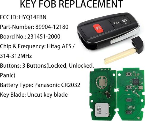 Smart Key for Toyota Corolla 2019-2022, Alliskeys Vehicle Proximity Remote Control Key Fob Replacement for Corolla HYQ14FBN 8990H-02030 231451-2000 in Kuwait