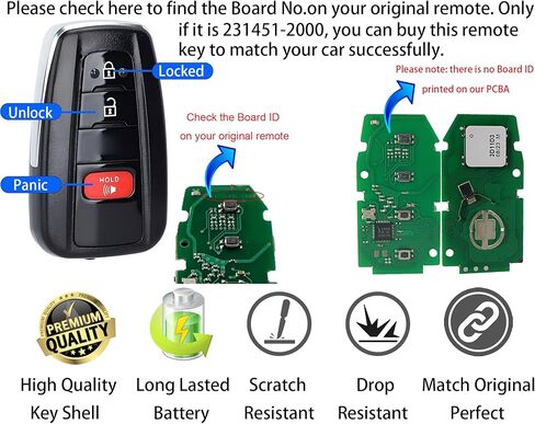 Smart Key for Toyota Corolla 2019-2022, Alliskeys Vehicle Proximity Remote Control Key Fob Replacement for Corolla HYQ14FBN 8990H-02030 231451-2000 in Kuwait