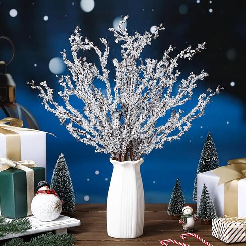 6 Pcs Christmas Tree Picks and Sprays 19.7 '' Acrylic Bead Drops Flower Crystal Bud Branches Acrylic Water Drop Beaded Christmas Tree Decorative Sticks for Vases Xmas Wedding Bridal Bouquets in Saudi Arabia