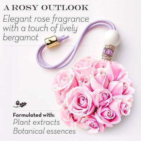 Luxury Car Air Freshener for Women - Refillable & Portable Essential Oil Fragrance Diffuser - Cute Car Accessories & Interior Decor - Mirror Hanging or Vent Clips - Pink Heart Charm, Rose Scent in Saudi Arabia