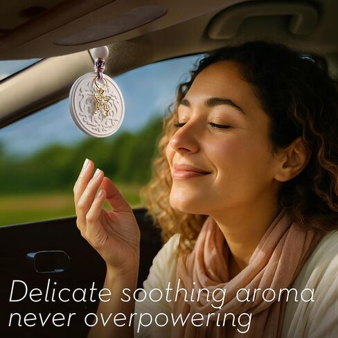 Luxury Car Air Freshener for Women - Refillable & Portable Essential Oil Fragrance Diffuser - Cute Car Accessories & Interior Decor - Mirror Hanging or Vent Clips - Pink Heart Charm, Rose Scent in Saudi Arabia