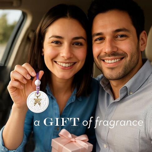 Luxury Car Air Freshener for Women - Refillable & Portable Essential Oil Fragrance Diffuser - Cute Car Accessories & Interior Decor - Mirror Hanging or Vent Clips - Pink Heart Charm, Rose Scent in Saudi Arabia