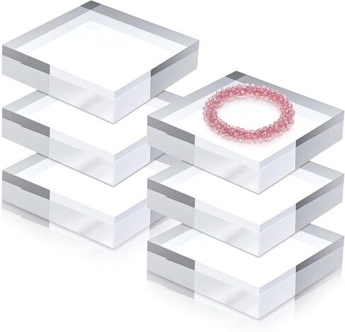 DIVINA VITAE 6 Pieces Acrylic Blocks 4 x 4 x 1 Inch Clear Acrylic Square Display Block Lucite Blocks Clear Polished Cube Risers Solid Jewelry Display Pedestal Stand Ring Showcase Holder Base in Saudi Arabia