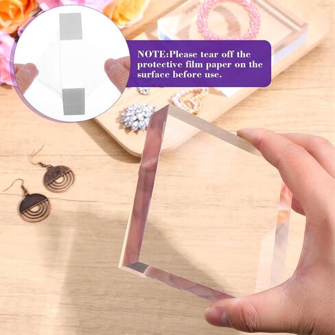 DIVINA VITAE 6 Pieces Acrylic Blocks 4 x 4 x 1 Inch Clear Acrylic Square Display Block Lucite Blocks Clear Polished Cube Risers Solid Jewelry Display Pedestal Stand Ring Showcase Holder Base in Saudi Arabia