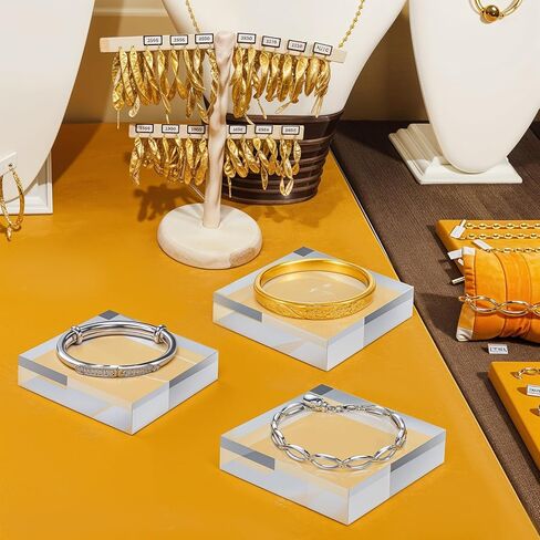 DIVINA VITAE 6 Pieces Acrylic Blocks 4 x 4 x 1 Inch Clear Acrylic Square Display Block Lucite Blocks Clear Polished Cube Risers Solid Jewelry Display Pedestal Stand Ring Showcase Holder Base in Saudi Arabia