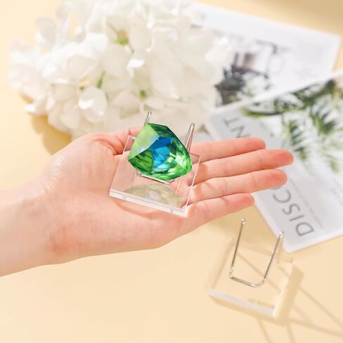 4 Pcs Silver Crystal Display Stand Rock Display Holder with Acrylic Pedestal Base and Metal Arms for Decorative Picture Mineral Crystal Gemstone Collectibles in Saudi Arabia