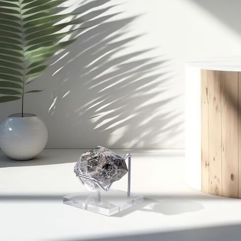 4 Pcs Silver Crystal Display Stand Rock Display Holder with Acrylic Pedestal Base and Metal Arms for Decorative Picture Mineral Crystal Gemstone Collectibles in Saudi Arabia