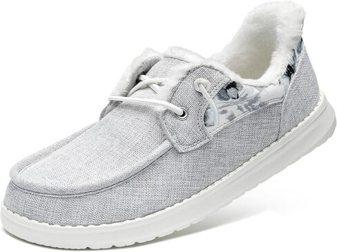 STQ Slip Ins Women's Winter Loafers丨Orthopedic Fur Lined Boat Shoes Foot Pain Relief in Kuwait