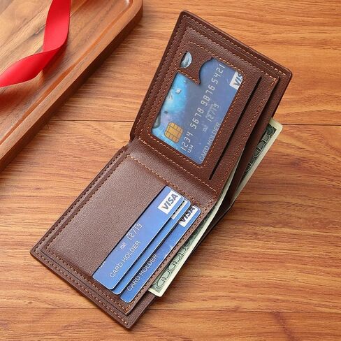 Wallet fo Men Leather Card Holder Slim Minimalist Wallet Front Pocket with Money Clip Multiple Card Slots for Everyday Use in Saudi Arabia