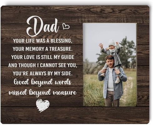 Dad Memorial Picture Frames, Dad I Have You in My Heart, Picture Framed Gift Wood Plaque Sign, Loss of Father Gift, Sympathy Gift, Bereavement Gifts, Remembrance of Dad, Dad Loss Condolence Gift in Kuwait