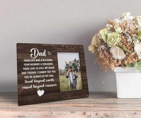 Dad Memorial Picture Frames, Dad I Have You in My Heart, Picture Framed Gift Wood Plaque Sign, Loss of Father Gift, Sympathy Gift, Bereavement Gifts, Remembrance of Dad, Dad Loss Condolence Gift in Kuwait