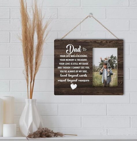 Dad Memorial Picture Frames, Dad I Have You in My Heart, Picture Framed Gift Wood Plaque Sign, Loss of Father Gift, Sympathy Gift, Bereavement Gifts, Remembrance of Dad, Dad Loss Condolence Gift in Kuwait