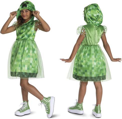 Disguise Minecraft Creeper Dress Costume for Kids, Official Minecraft Costume Outfit with Hood, Child Size (7-8) in Saudi Arabia