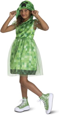 Disguise Minecraft Creeper Dress Costume for Kids, Official Minecraft Costume Outfit with Hood, Child Size (7-8) in Saudi Arabia