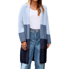 Simplee Womens Long Cardigan Sweaters Color Block Chunky Knit Oversized Sweater Coats Coatigan Fall Trendy Outwear 2025 in Saudi Arabia