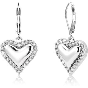 14K Gold Plated Heart Dangle Earrings, ALEXCRAFT Golden Dangling Drop Earring for Trendy Women Leverback Earing Cubic Zirconia Hearts Shaped Hypoallergenic of Valentine in Saudi Arabia