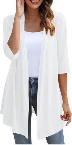 3/4 Sleeve Cardigan for Women Open Front Casual Loose Lightweight Cardigans Elegant Shrugs Beach Cover Ups in Saudi Arabia
