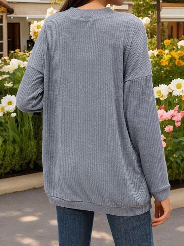 Womens Casual Open Front Cardigan Lightweight Loose Fit Long Sleeve Knit Cardigans with Pockets in Saudi Arabia