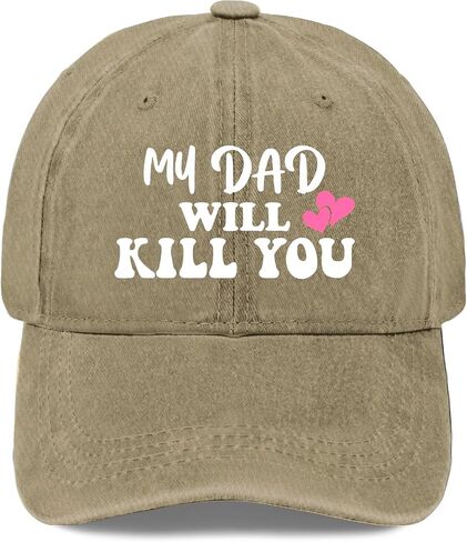 My Dads Will Kill You Hat for Men Stylish Washed Distressed Baseball Cap in Saudi Arabia