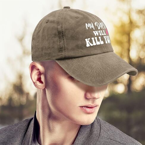 My Dads Will Kill You Hat for Men Stylish Washed Distressed Baseball Cap in Saudi Arabia