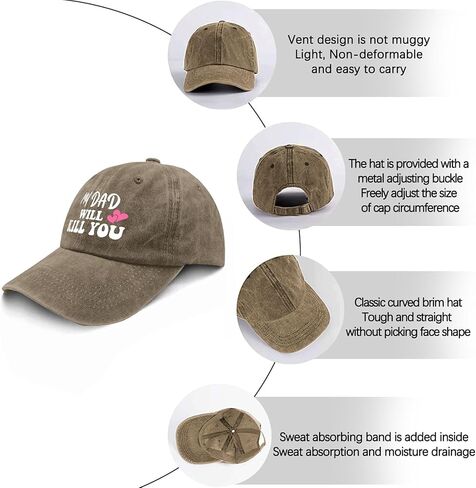 My Dads Will Kill You Hat for Men Stylish Washed Distressed Baseball Cap in Saudi Arabia