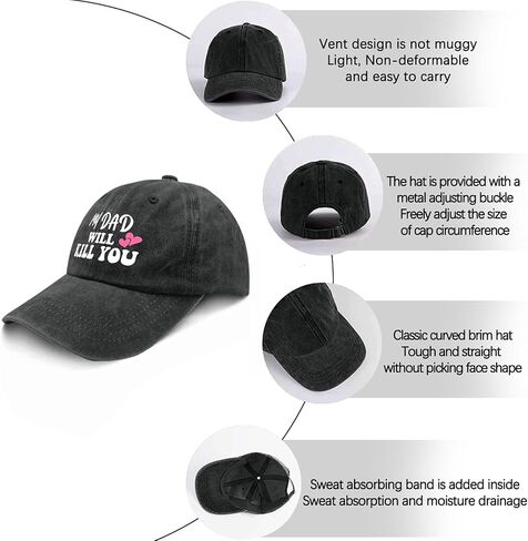 My Dads Will Kill You Hat for Men Stylish Washed Distressed Baseball Cap in Saudi Arabia
