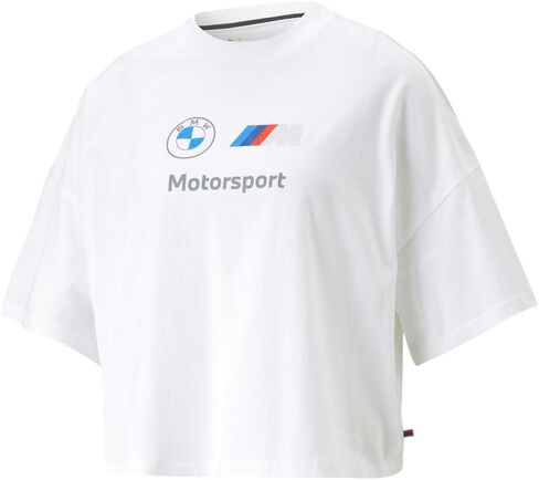 PUMA Women's Standard BMW MMS Statement Cropped Tee Crppd, White in Saudi Arabia