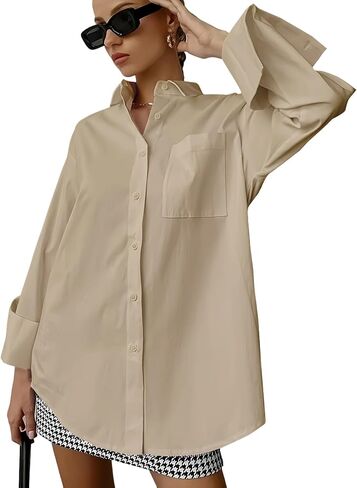 Women's Collar Button Down Long Sleeve Work Blouse Top in Saudi Arabia