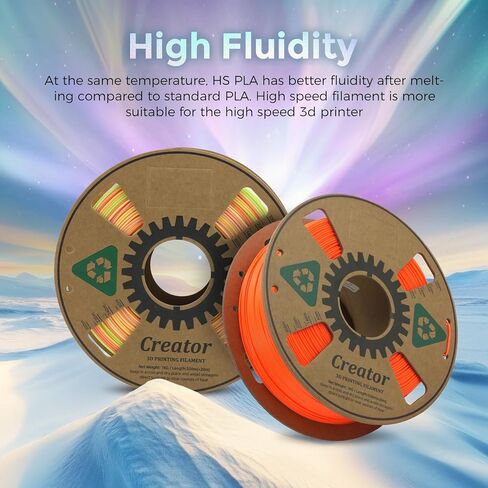 Creator High Speed PLA 3D Printer Filament 1.75mm+/- 0.02mm, Nebula Purple HS PLA for 500mm/s Fast Printing, Different Color by Light, Chameleon 3D Printing Filament 1kg Spool in Kuwait