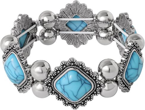 Jessica Simpson Stretch Turquoise Bracelet for Women 7.5", Western Jewelry for Women in Saudi Arabia