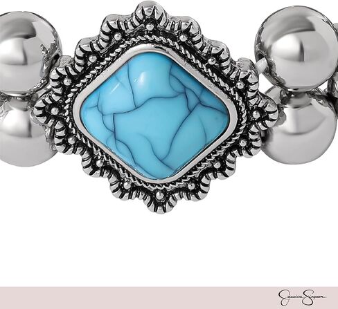Jessica Simpson Stretch Turquoise Bracelet for Women 7.5", Western Jewelry for Women in Saudi Arabia