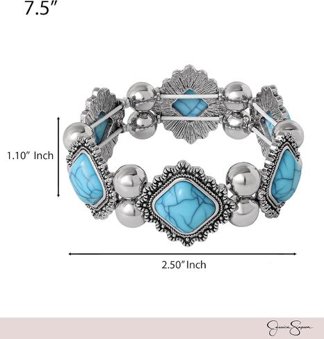 Jessica Simpson Stretch Turquoise Bracelet for Women 7.5", Western Jewelry for Women in Saudi Arabia