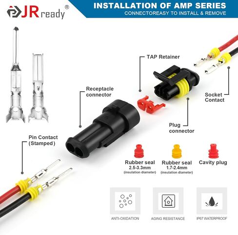 JRready ST6380-030 WeatherPack Connector Pin and Sockets 30 Pairs, Automotive Electrical Connectors Male&Female Pin 18-14AWG,Teminal 12124582/12124580 in Saudi Arabia