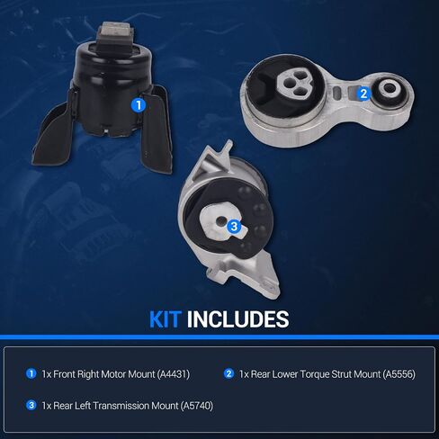 محرك محرك Autoround ومجموعة تركيب Trans Mount [2.5L L4] مناسب لـ Ford Fusion 2010-2012، Mercury Milan 2010-2011، ناقل حركة أوتوماتيكي، استبدال # A4431 A5556 A5740، مجموعة من 3 in Saudi Arabia