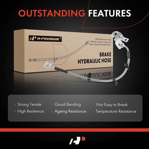 خرطوم هيدروليكي لفرامل الراكب الأمامي A-Premium متوافق مع موديلات مختارة من جاكوار - S-Type 2006-2008، XF 2009، مستنشق بشكل طبيعي - استبدال # XR855610 in Saudi Arabia