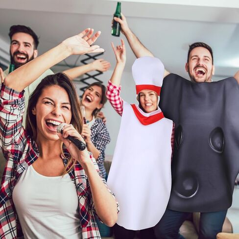Newcotte 2 Pcs Funny Halloween Bowling Pin Adult Costumes Set Couples Hilarious Cosplay Outfits for Halloween Rave Parties Stage Performances Shows Masquerade Balls Role Playing Parties in Saudi Arabia