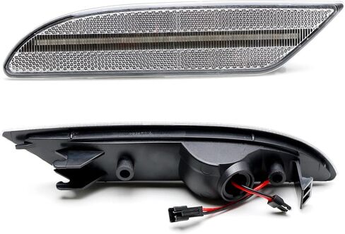 iJDMTOY Clear/White Lens Amber Full LED Strip Front Side Marker Light Assembly Compatible With 2007-2009 Mercedes W221 Pre-LC S320 S350 S400 S500 S550 S600 (Not For AMG), Replace OEM Amber Lens in Saudi Arabia