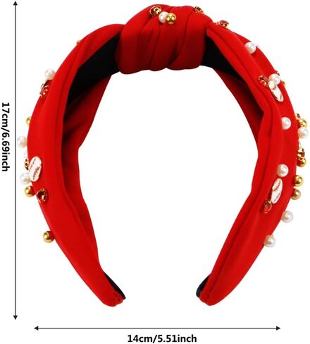 Baseball Headbands for Women, Crystal Wide Knotted Baseball Headband, Baseball Hair Accessories for Game Day, Sports Fan Gifts in Saudi Arabia