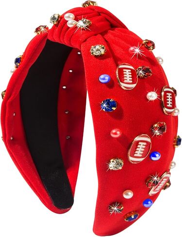 Baseball Headbands for Women, Crystal Wide Knotted Baseball Headband, Baseball Hair Accessories for Game Day, Sports Fan Gifts in Saudi Arabia