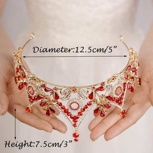 Wekicici Baroque Queen Crown Orange Crystal Tiara Rhinestone Princess Wedding Headband for Women Birthday Pageant Party(Orange) in Saudi Arabia
