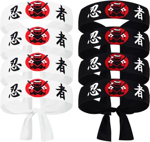 8PCS Sushi Chef Bandana Ninja Karate Headband Japanese Headwear Hibachi Chef Hat Sports Headband Cooking Costume Supply in Saudi Arabia