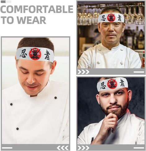8PCS Sushi Chef Bandana Ninja Karate Headband Japanese Headwear Hibachi Chef Hat Sports Headband Cooking Costume Supply in Saudi Arabia