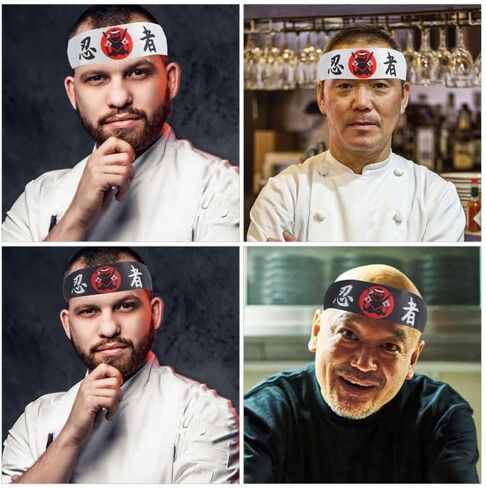 8PCS Sushi Chef Bandana Ninja Karate Headband Japanese Headwear Hibachi Chef Hat Sports Headband Cooking Costume Supply in Saudi Arabia